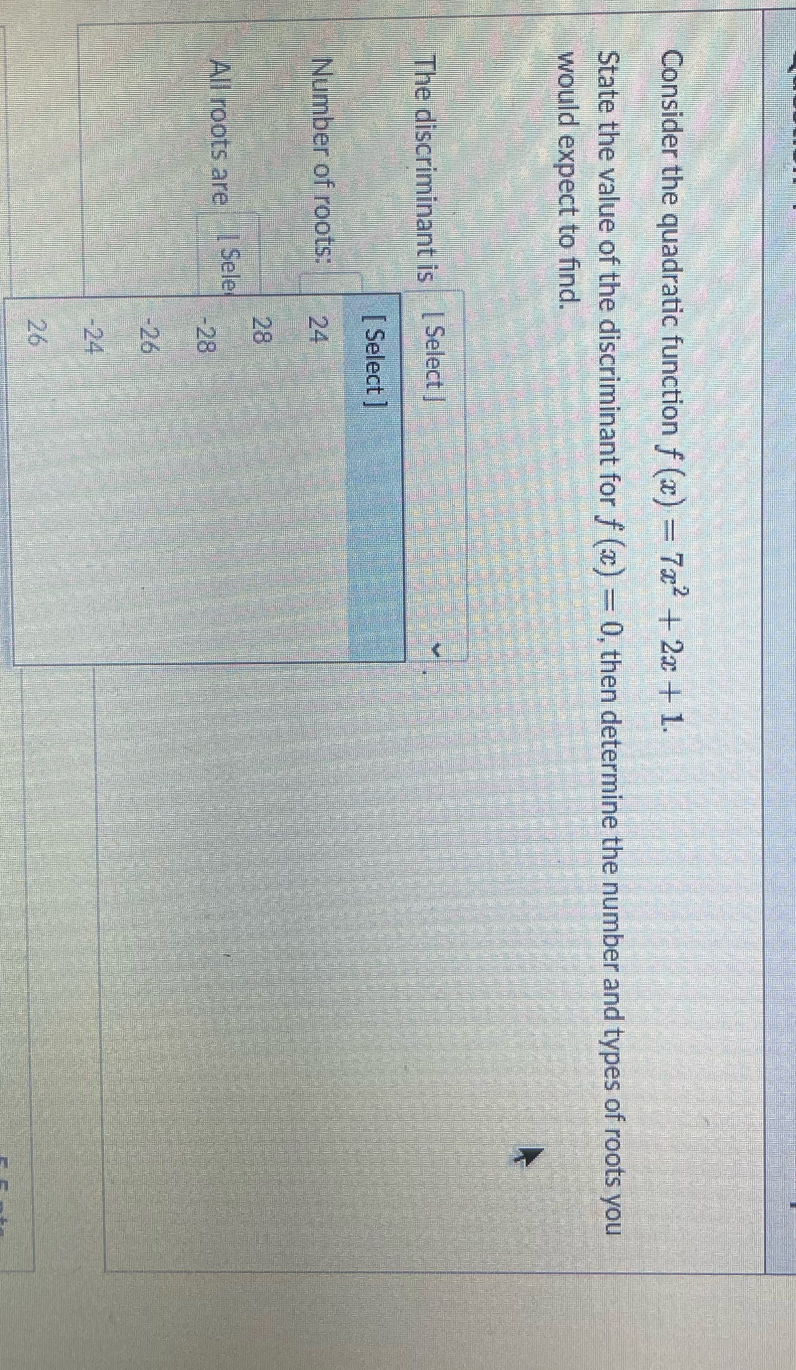 Consider the quadratic function f (x) = 7x* + 2x