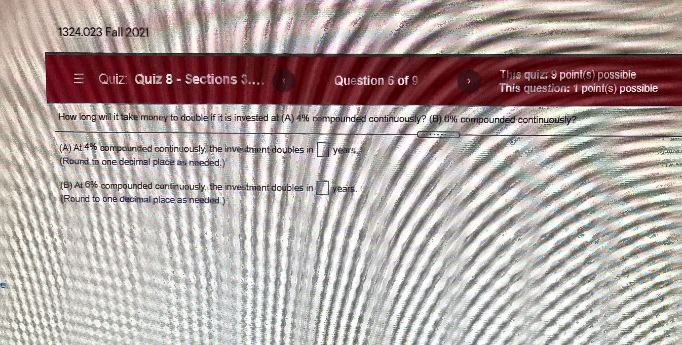 1324.023 Fall 2021 = Quiz: Quiz 8 - Sections