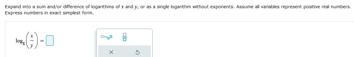 Expand into a sum and/or difference of logarithms