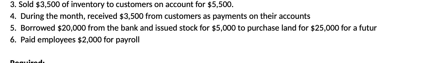 3. Sold $3,500 of inventory to customers on