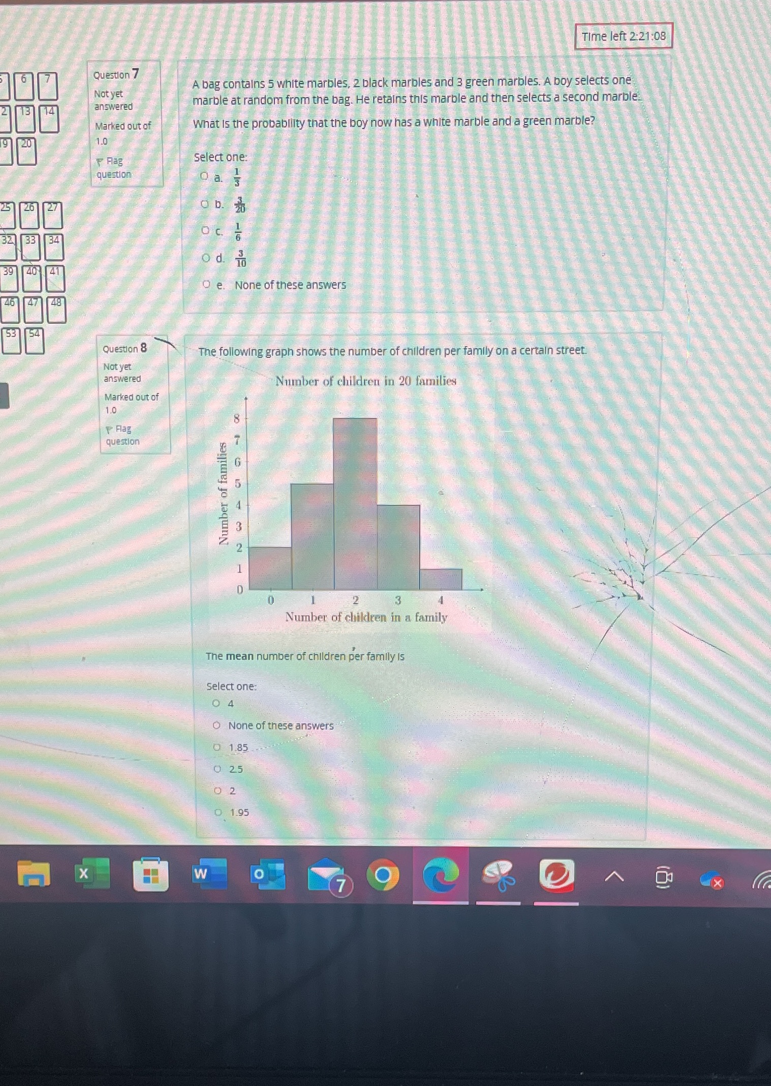 Answer short Time left 2:21:08 Question 7 Not yet