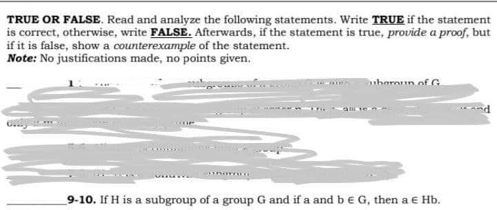 TRUE OR FALSE. Read and analyze the following