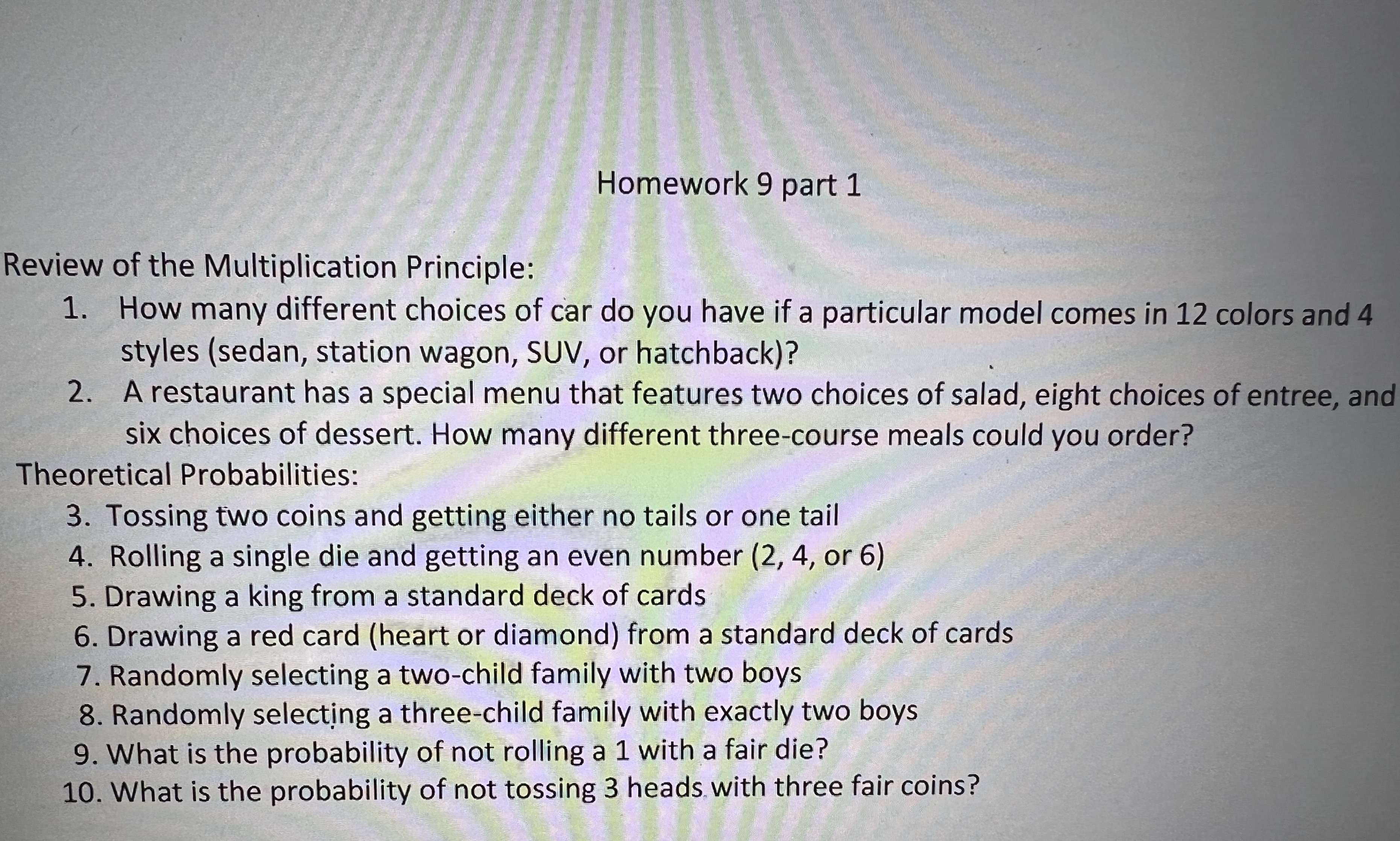 Homework 9 part 1 Review of the Multiplication