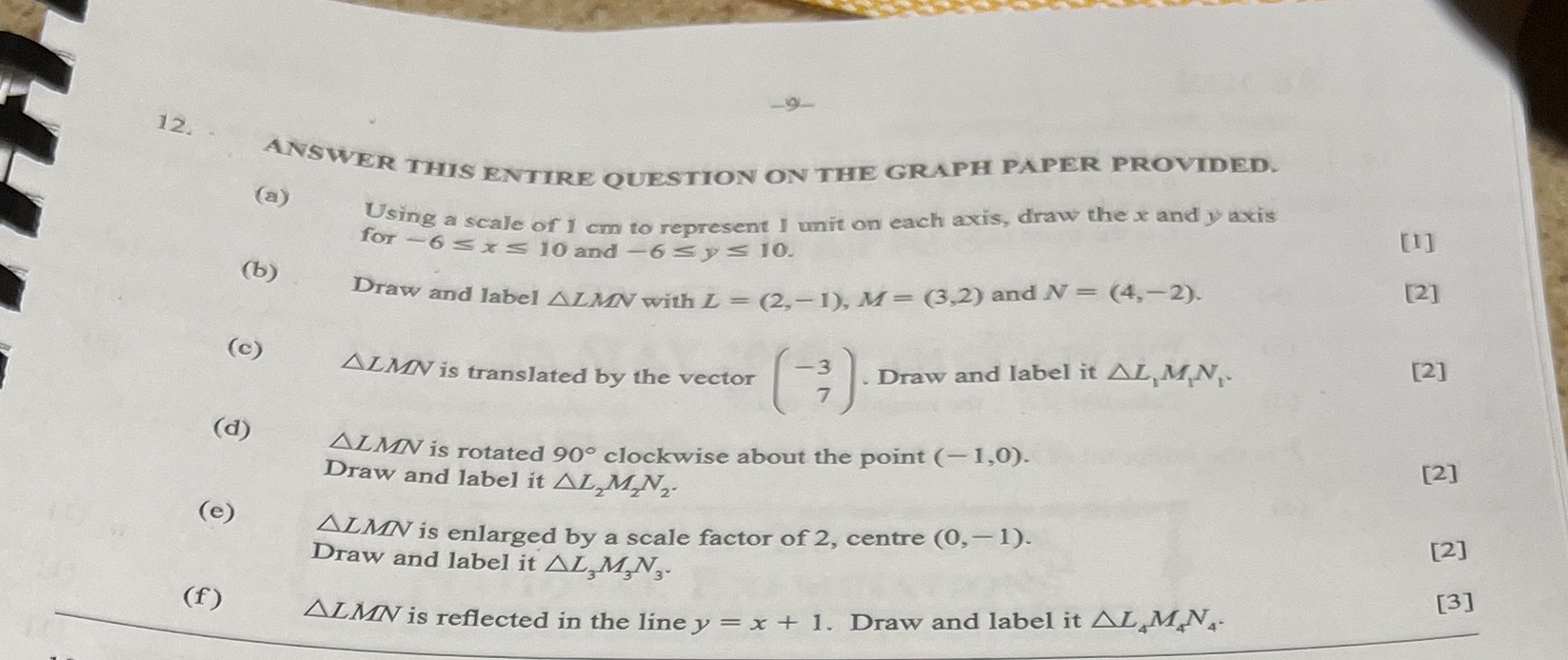 12. ANSWER THIS ENTIRE QUESTION ON THE GRAPH
