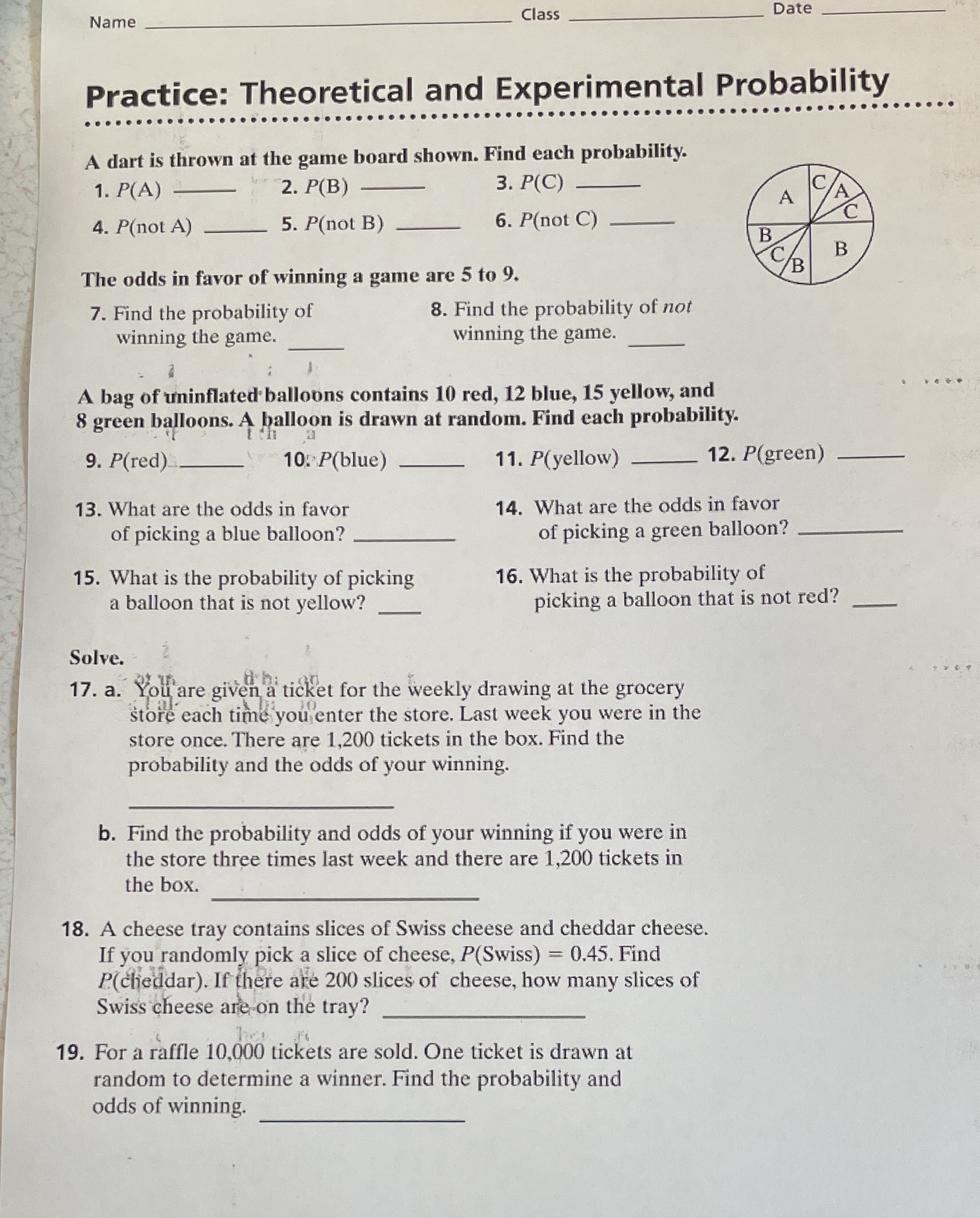 Show work 1-19 Name Class Date Practice: