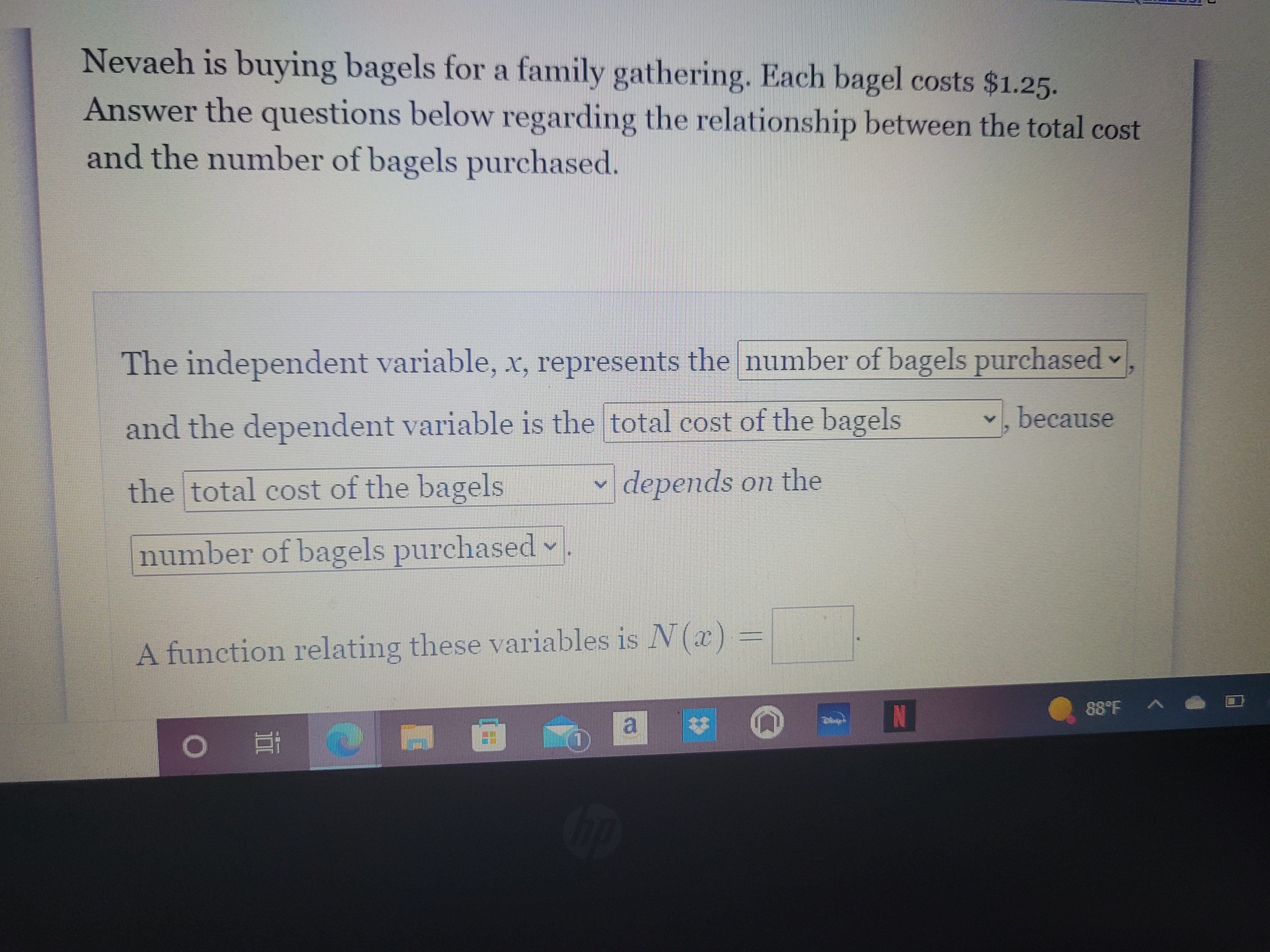 Nevaeh is buying bagels for a family gathering.