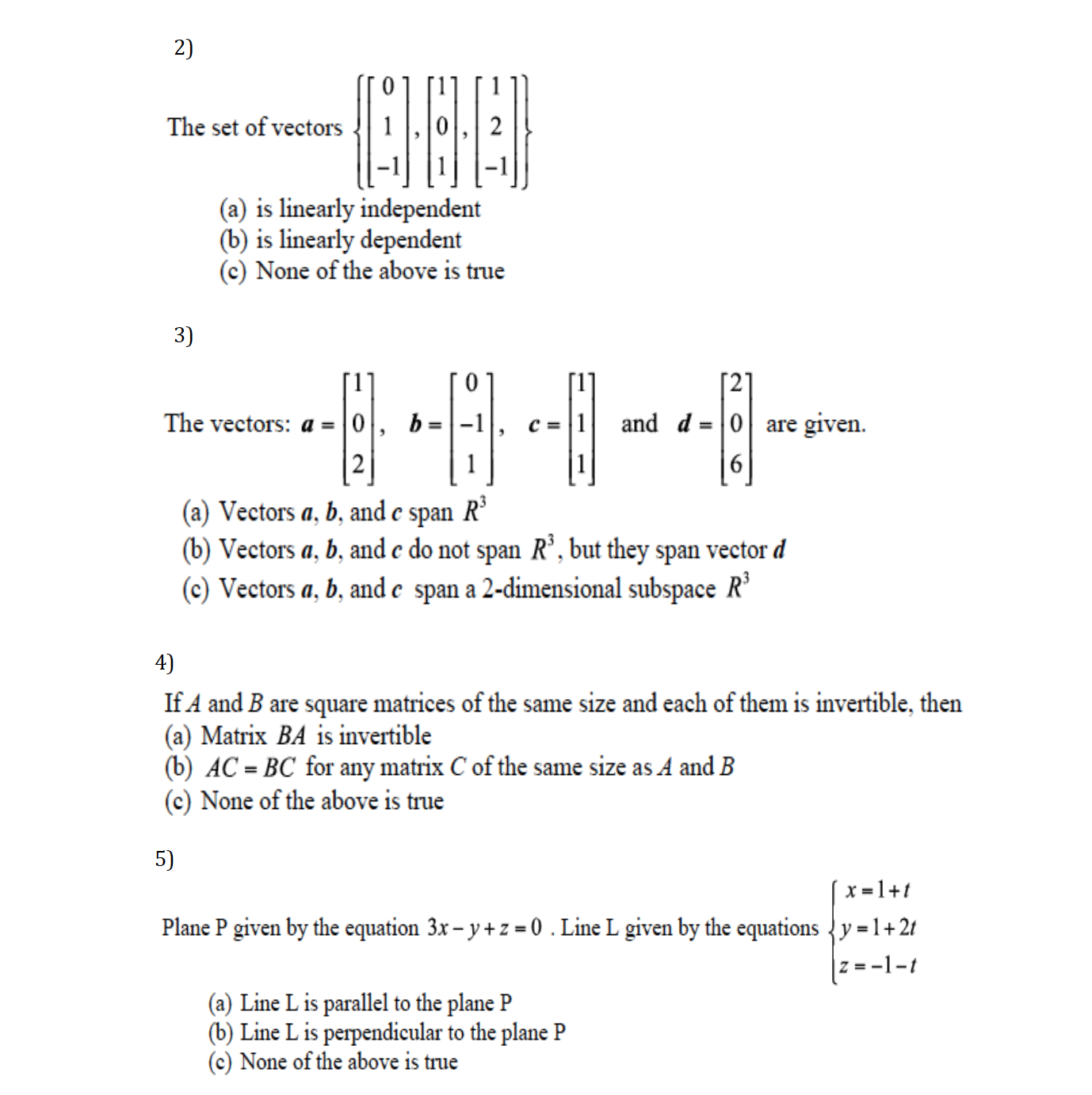 Question 3 consists of ve problems of equal