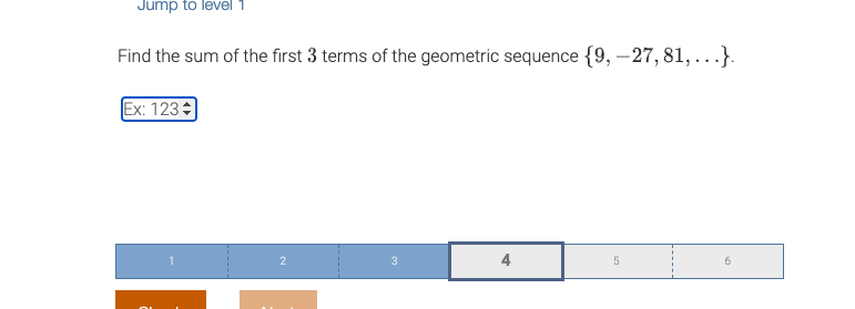 Jump to level 1 Find the sum of the first 3 terms