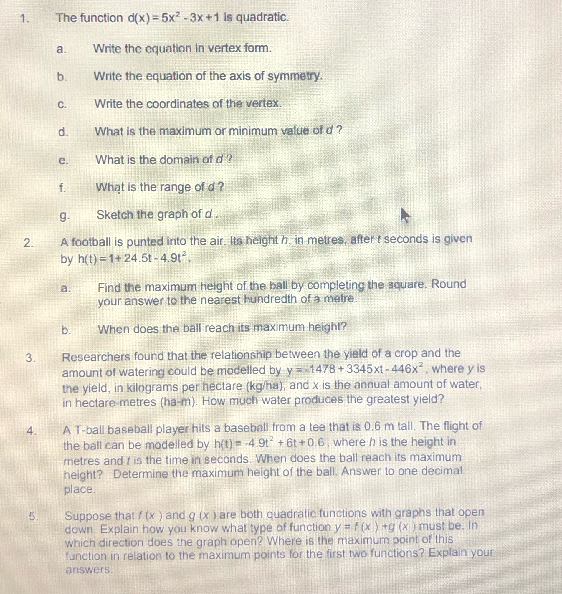 Please do 1a-f,2,3,4 and leave the other
