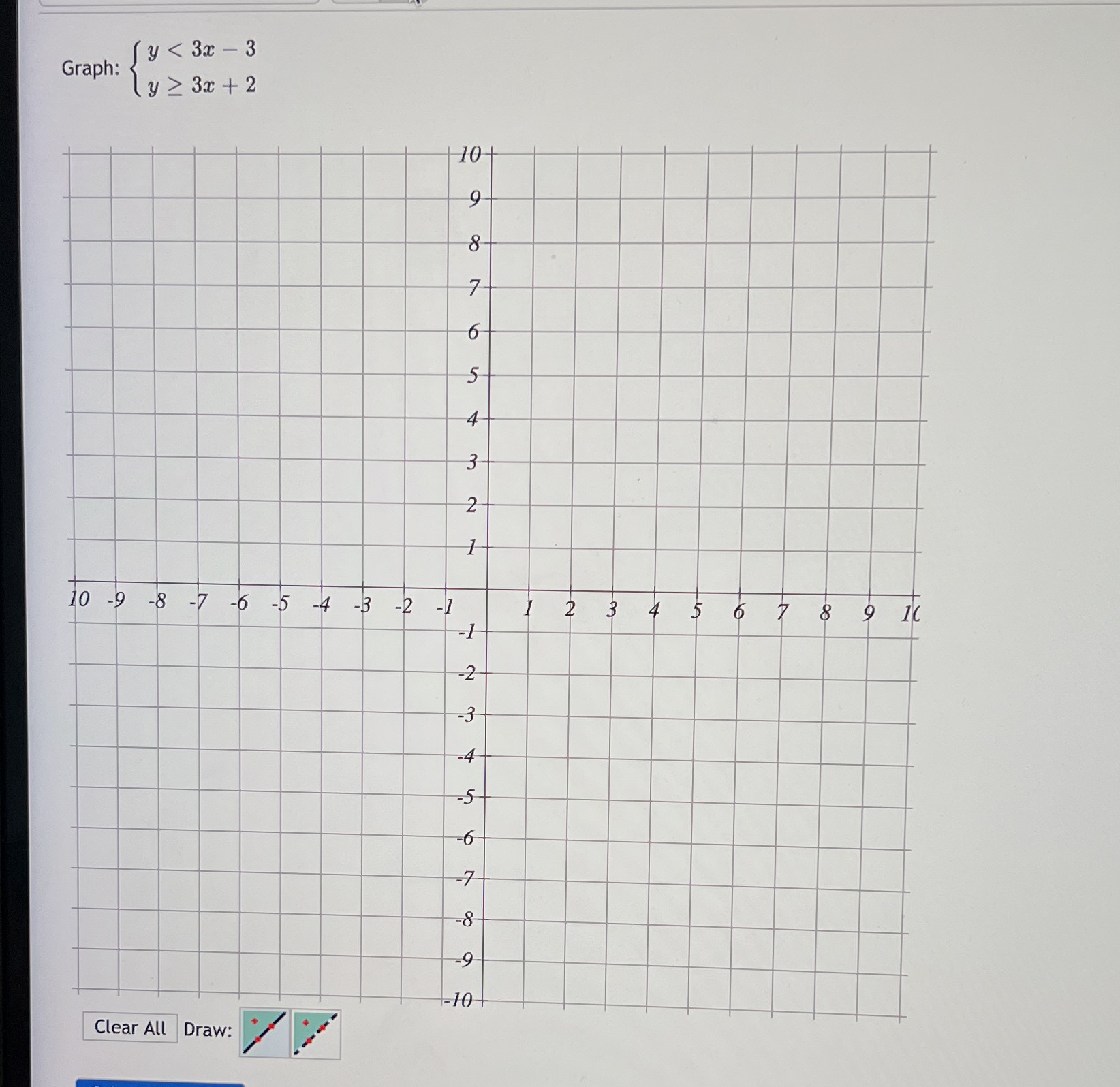 Graph: Jy < 3x - 3 ly2 3x +2 10 10 -9 -8 -7 -6 -5