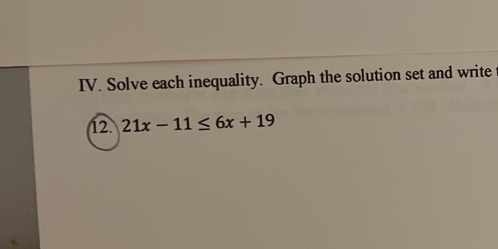 Solve. Graph solution and write in interval