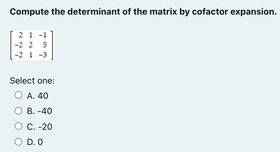 Intro to Linear Algebra Compute the determinant