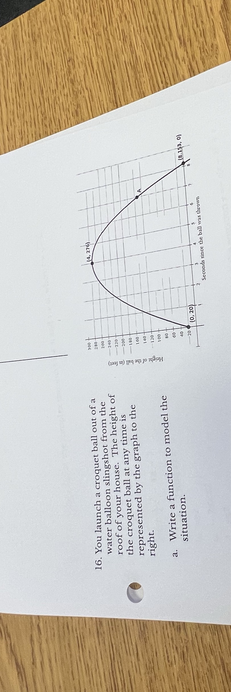 16. You launch a croquet ball out of a 300 water