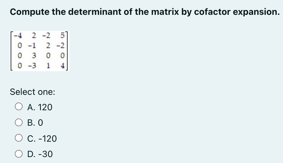 Intro to Linear Algebra Compute the determinant