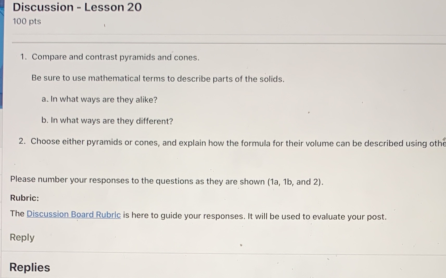 Discussion - Lesson 20 100 pts 1. Compare and