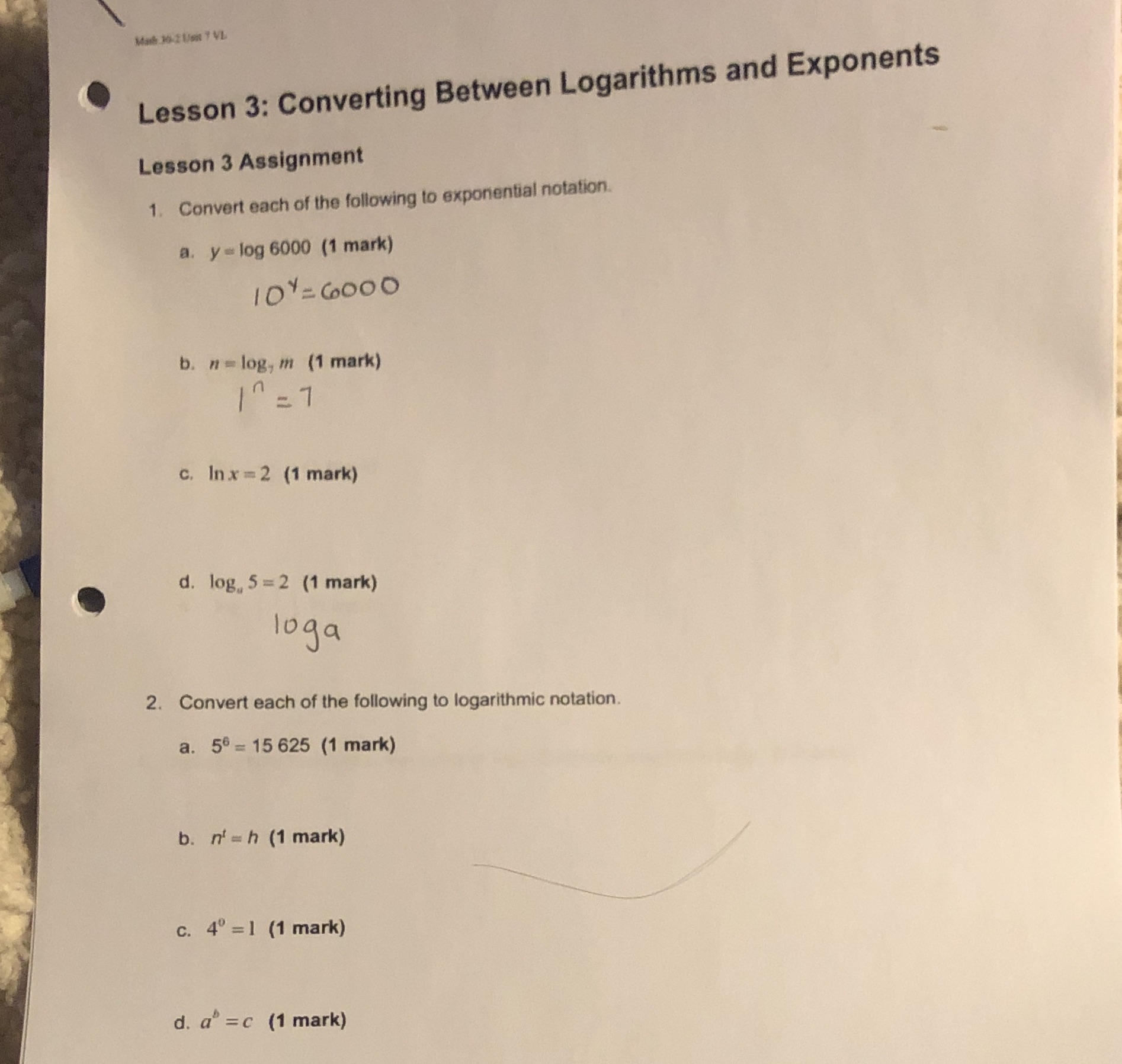Mark 10 2 Won 7 VL Lesson 3: Converting Between