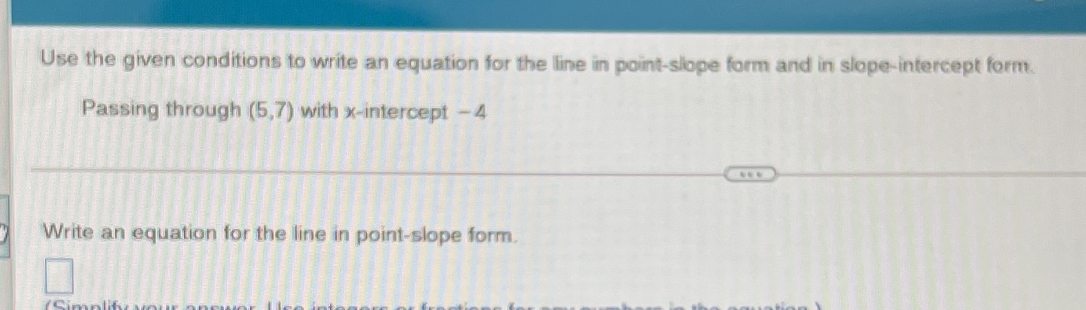 Use the given conditions to write an equation for