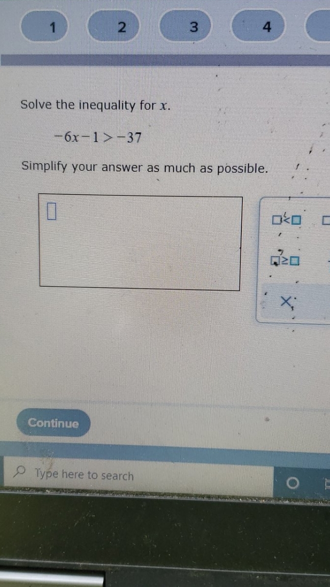 please help 2 3 4 Solve the inequality for x. 6x