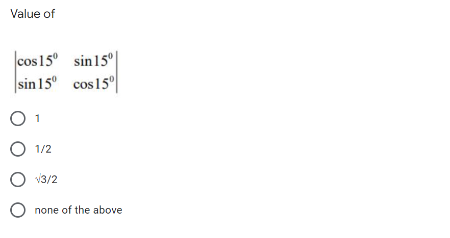 ADVANCED MATHEMATICS Value of cos 150 sin