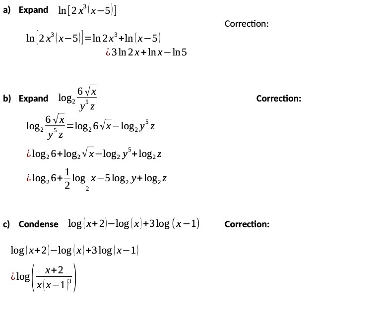 a) Expand In [2 x (x-5)] Correction: In 2x3