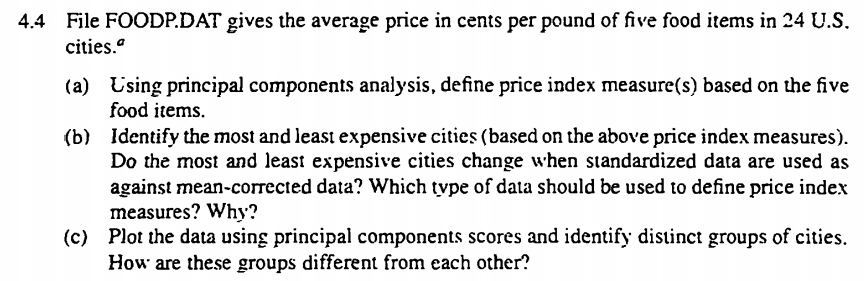 4.4 File FOODPDAT gives the average price in
