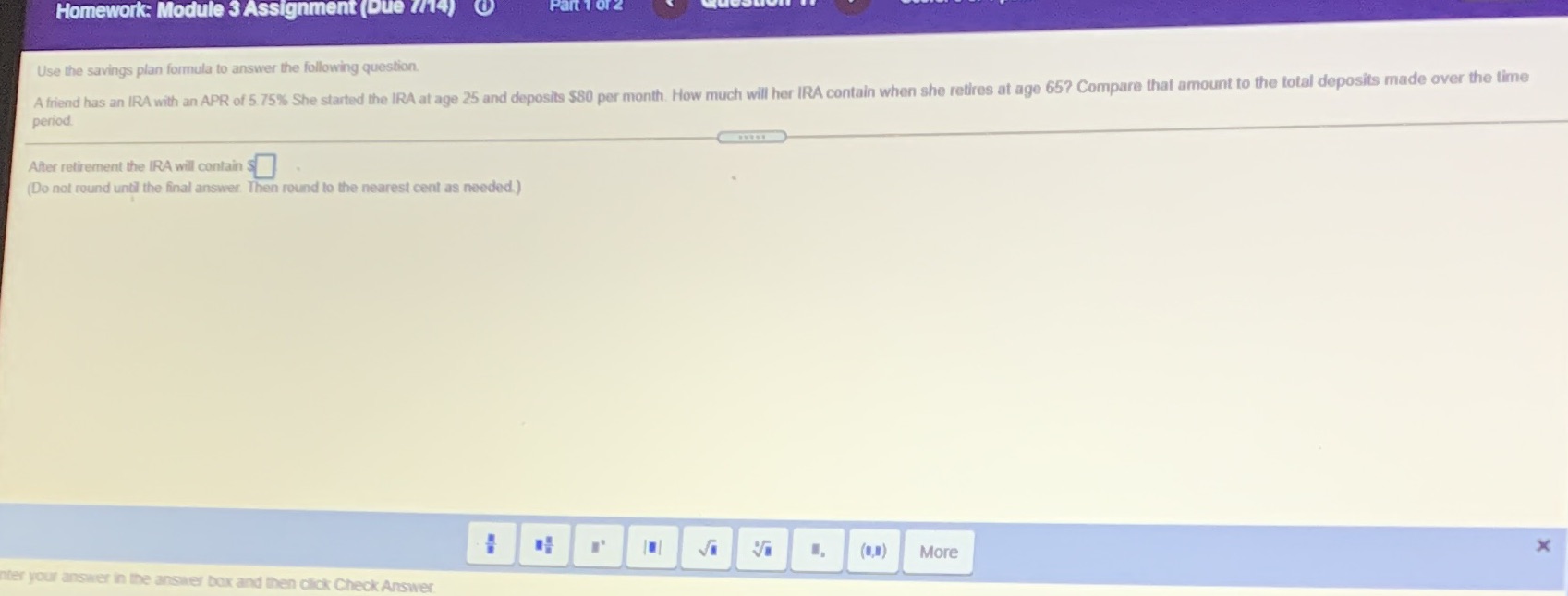 Homework: Module 3 Assignment (Due 7714) 0 Part 1