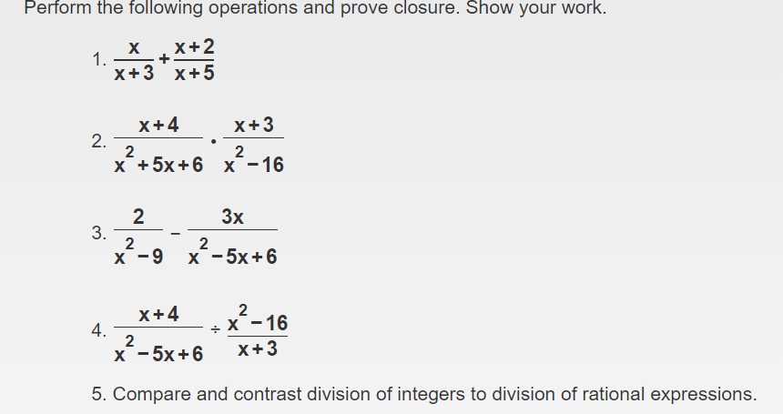 Perform the following operations and prove