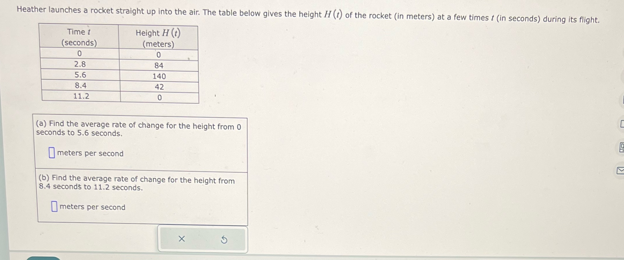 Heather launches a rocket straight up into the