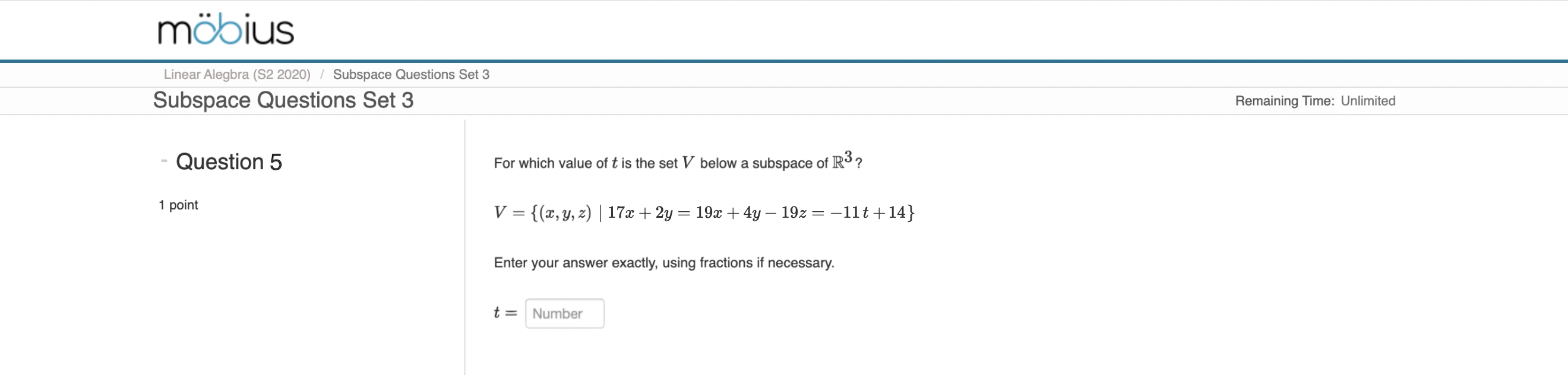 moius LinearAlegbra (82 2020) Subspace Questions