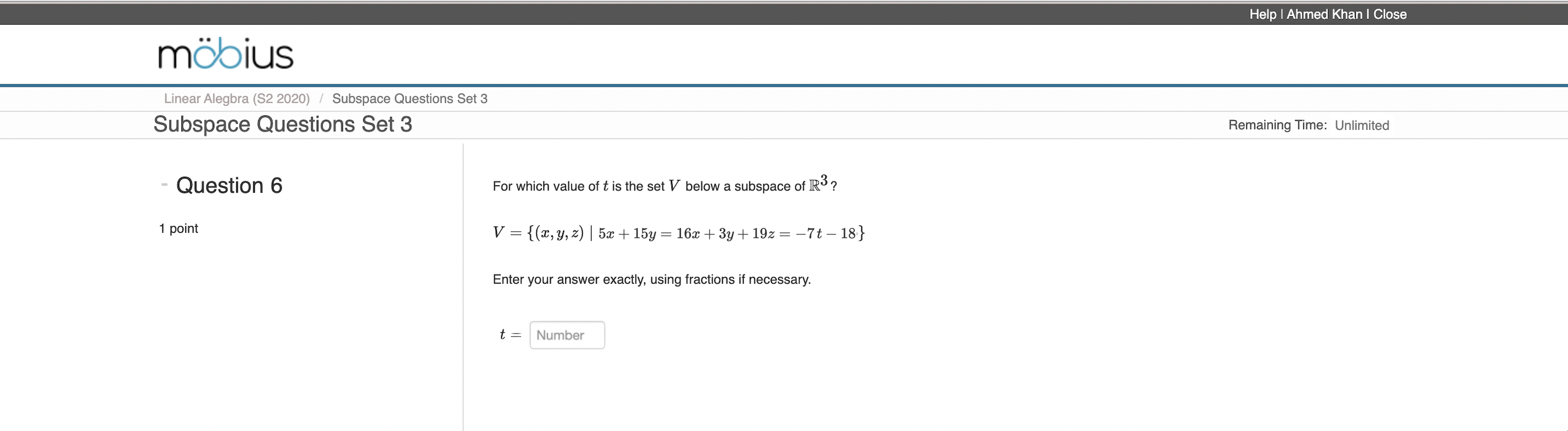 moius LinearAlegbra (82 2020) Subspace Questions
