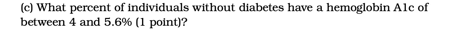 (c) What percent of individuals without diabetes