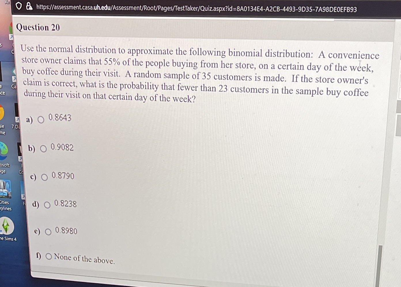 Question 20 O &