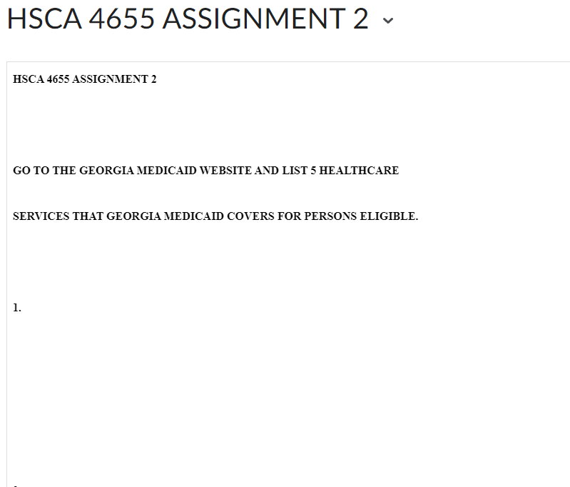 HSCA 4655 ASSIGNMENT 2 ~ HSCA 4655 ASSIGNMENT 2