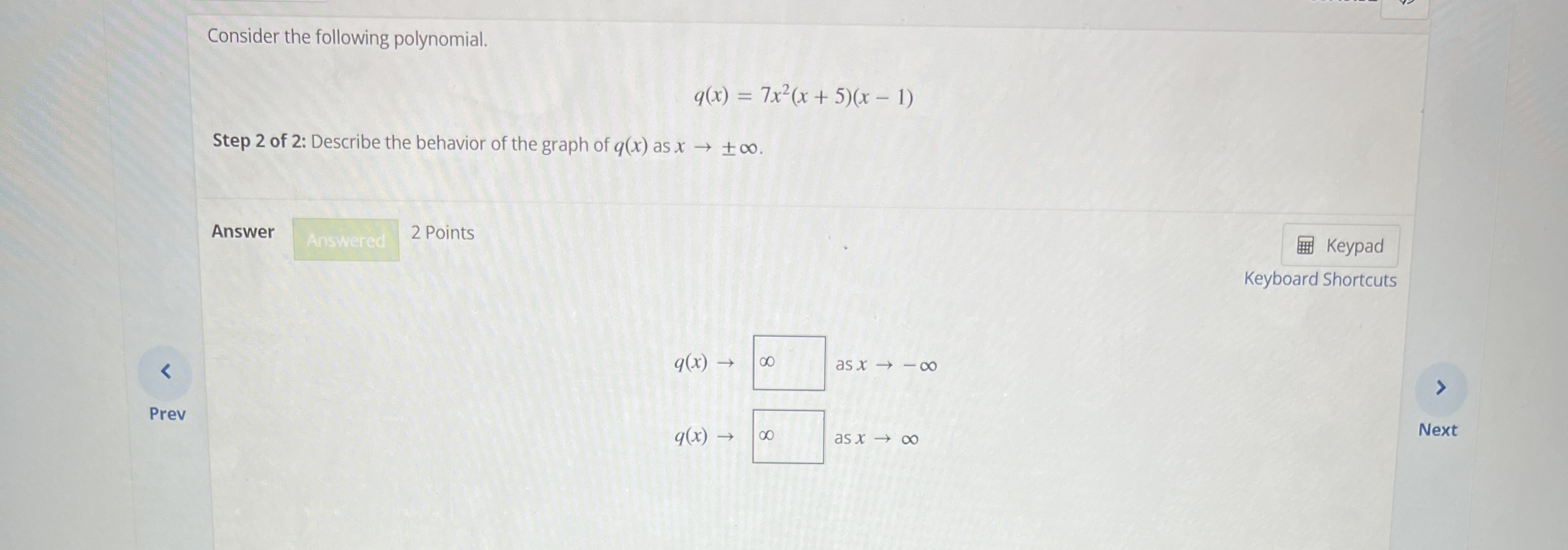 1. Construct a polynomial function with the