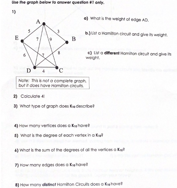Use the graph below to answer question #1 only.