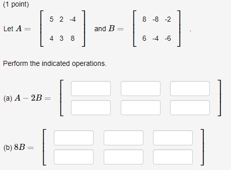 1) \f(1 point) If A and B are 7 x 6 matrices, and