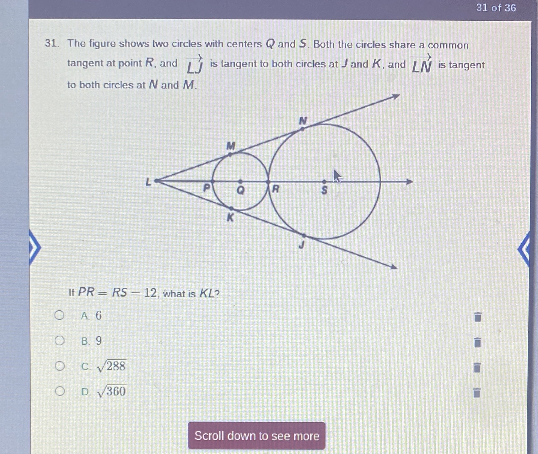 31 of 36 31. The figure shows two circles with