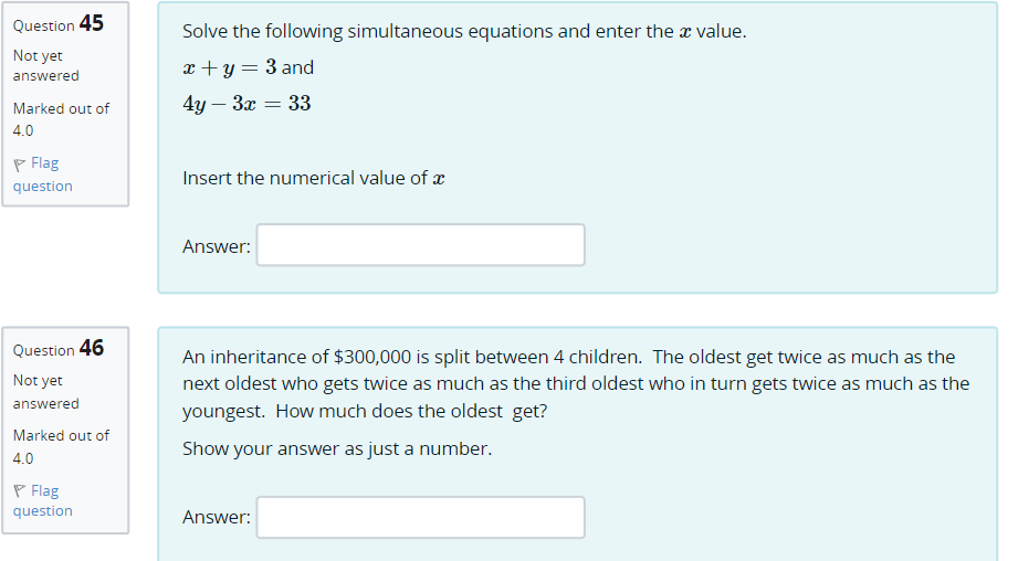 \fQuestion 43 What is the mean of the following