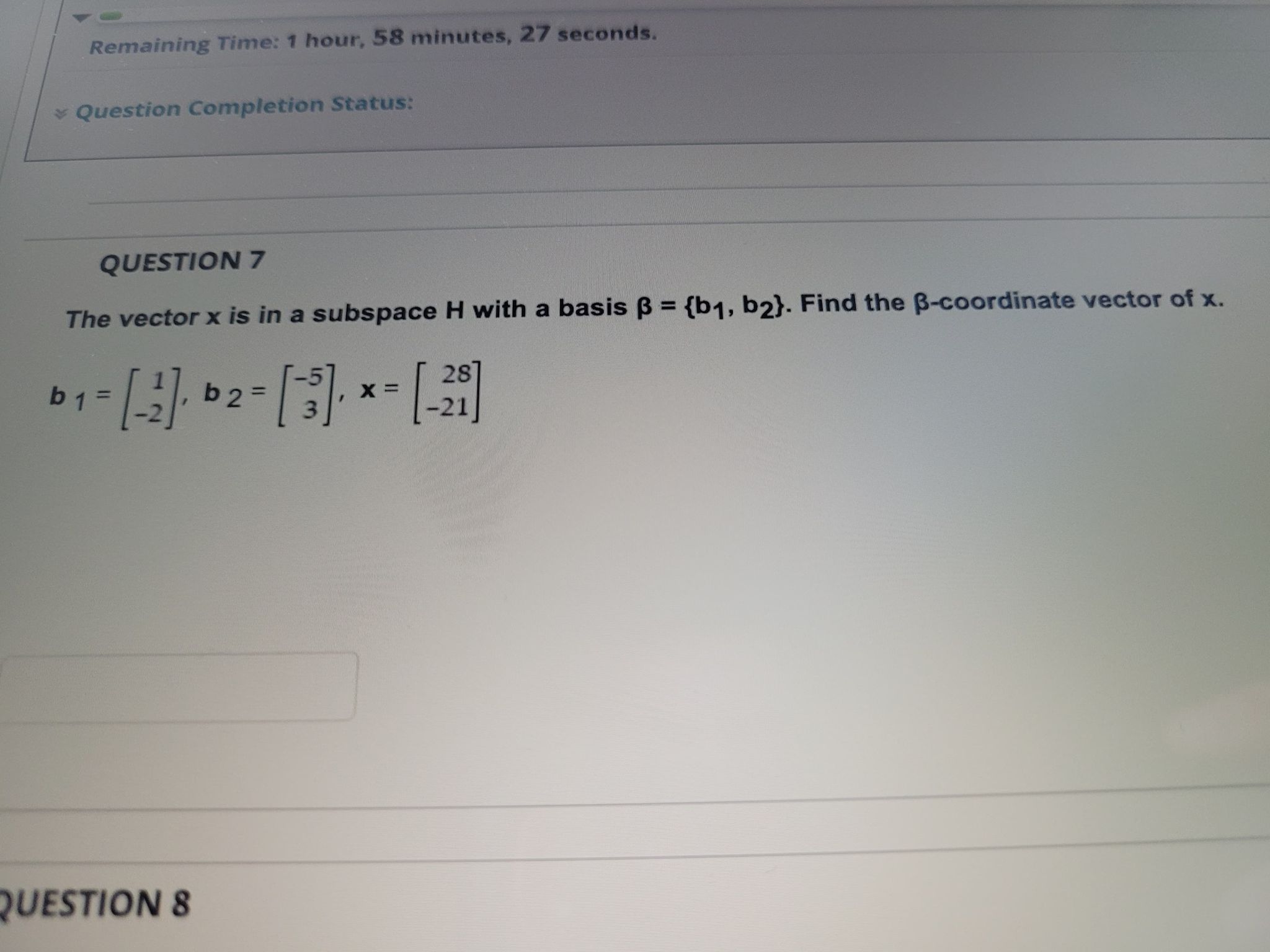 Remaining Time: 1 hour, 58 minutes, 27 seconds.
