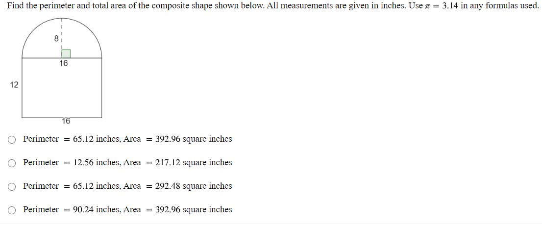 Find the perimeter and total area of the
