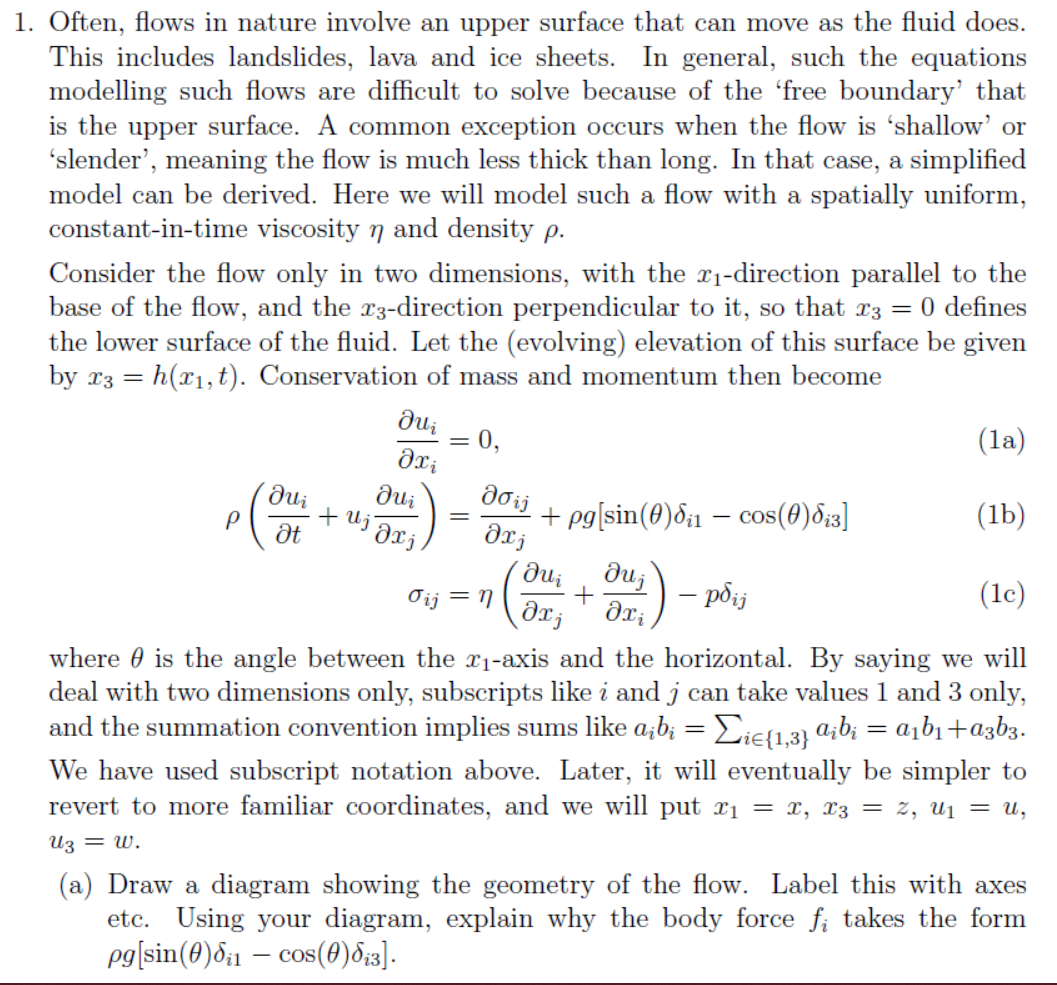 1. Often, ows in nature involve an upper surface