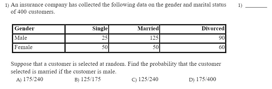 1) An insurance company has collected the