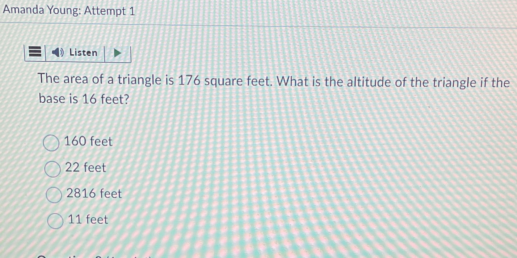 Amanda Young: Attempt 1 Listen The area of a