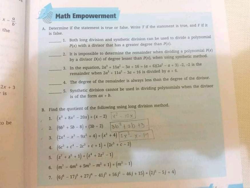 X - Math Empowerment the A. Determine if the