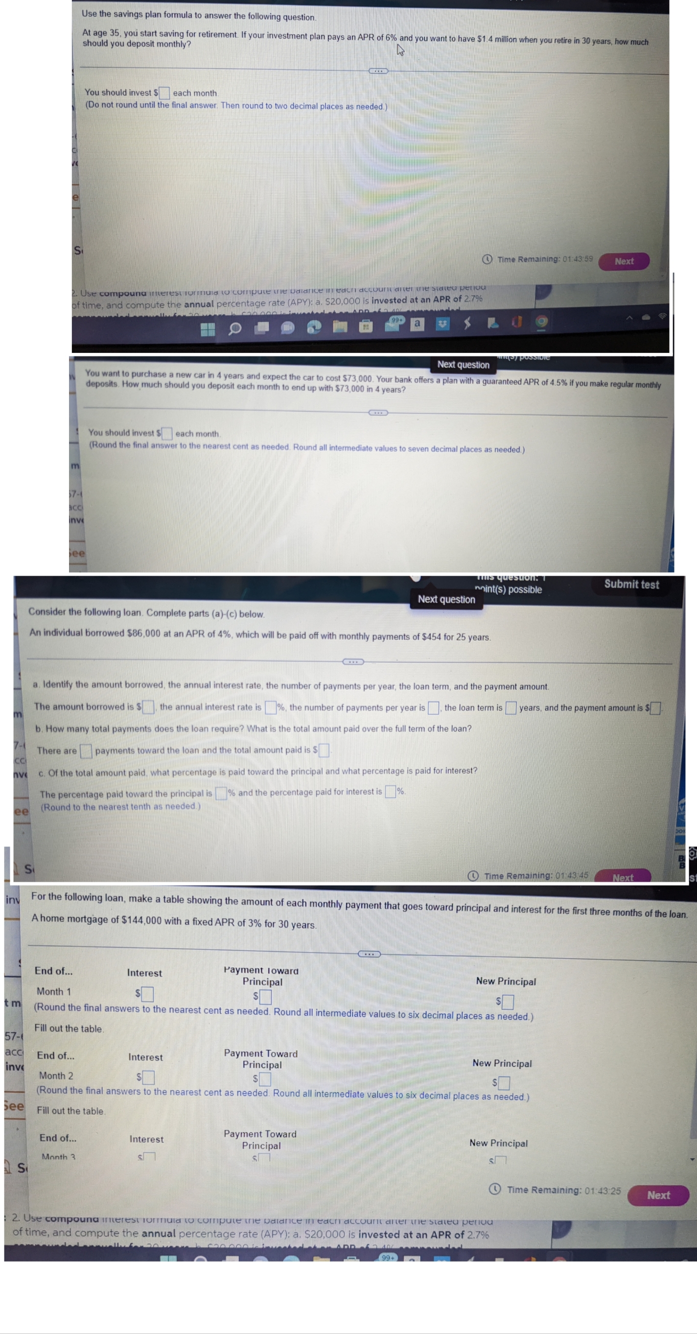 please answer all questions Use the savings plan