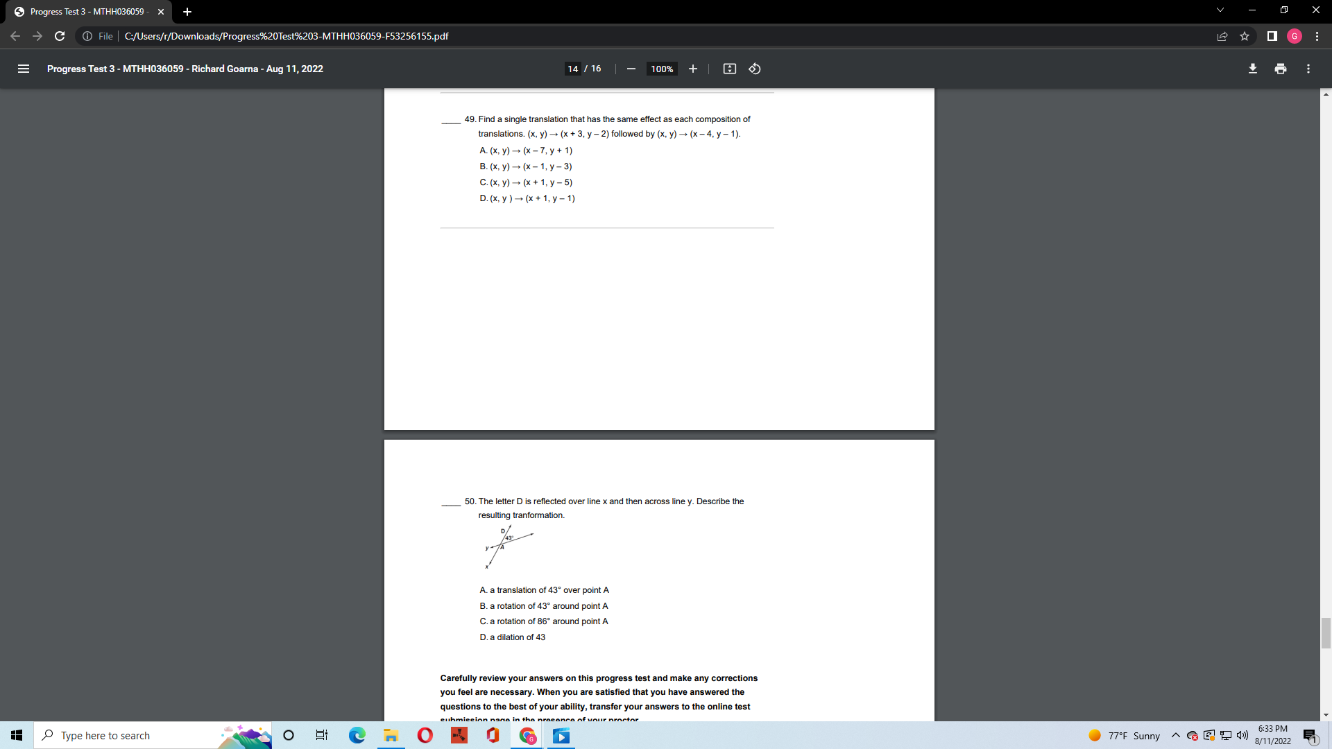 Progress Test 3 - MTHH036059 - X -> C @ File |