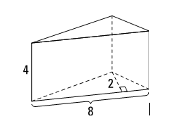 Find the volume of the triangular prism. 32 units
