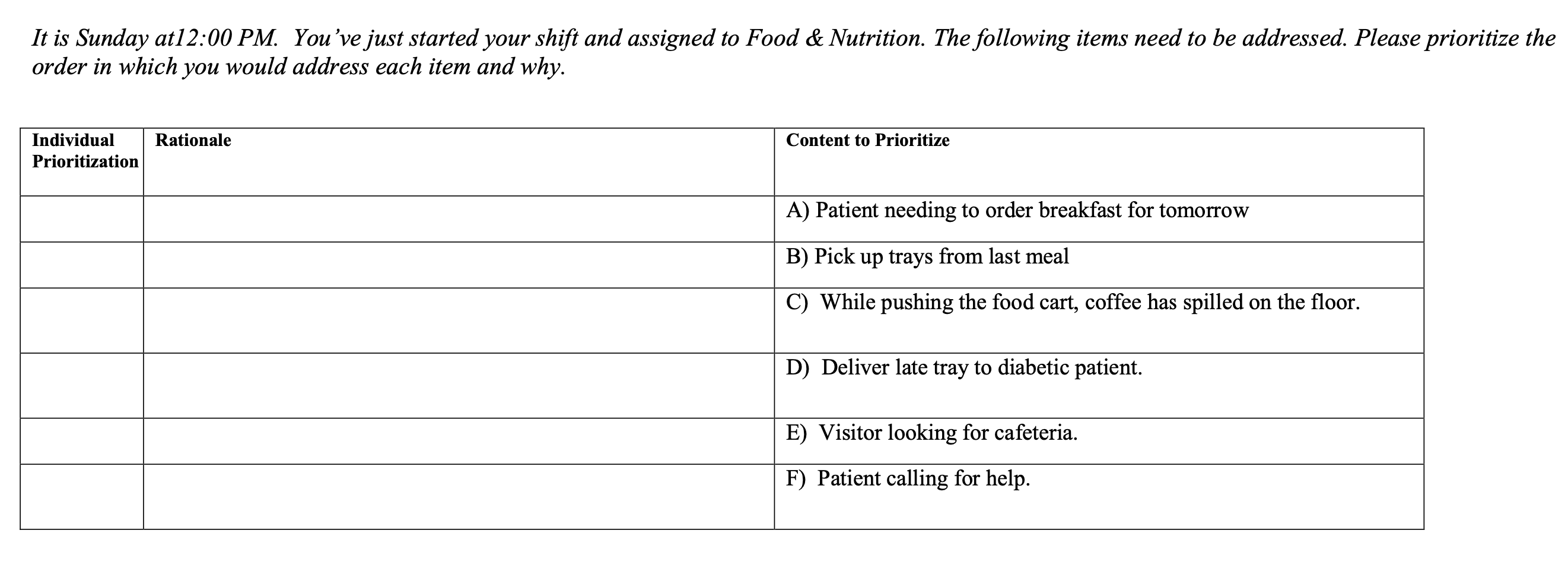 It is Sunday at12.'00 PM. You 've just