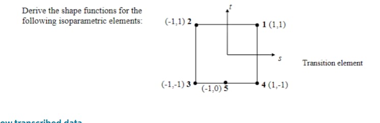 Derive the shape functions for the following
