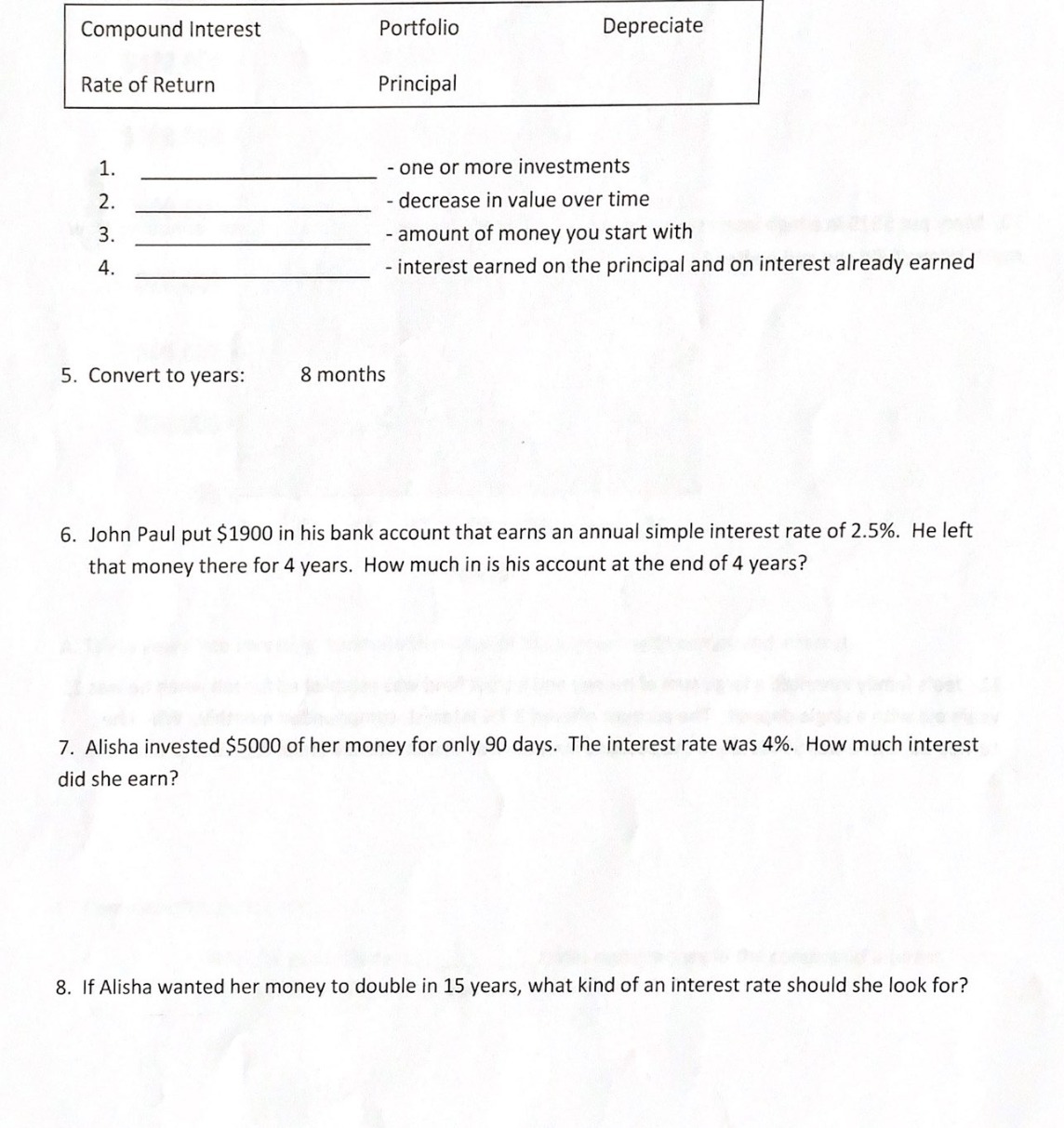 Compound Interest Portfolio Depreciate Rate of
